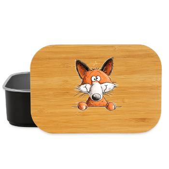 Lustiger Fuchs Cartoon Waldtier Tiermotiv - Lunch Box - Schwarz - Vorne