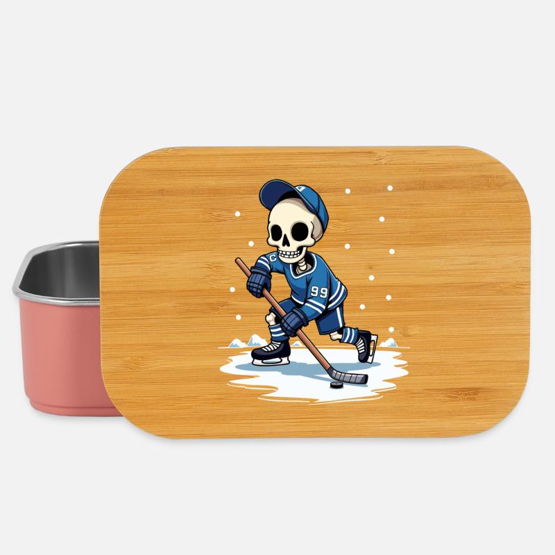 Skelett Eishockeyspieler Nummer 99 Wintersport - Lunch Box - Hellrosa