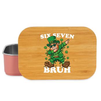 Six Seven Bruh Dabbing Leprechaun 6 7 Fun 6-7 - Lunch Box - light pink - Front