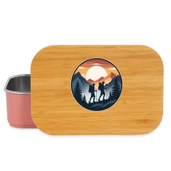 Sunset Hiker Round Logo - Lunch Box - light pink - Front