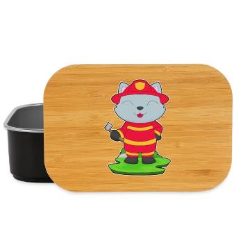 Katze Feuerwehrmann Axt Feuerwehr - Lunch Box - Schwarz - Vorne