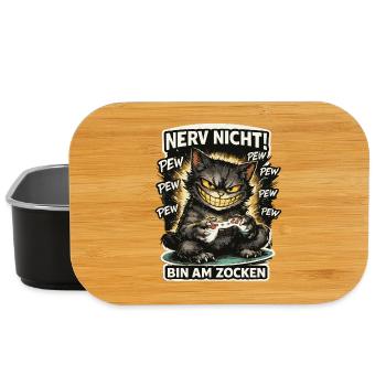 Nerv nicht bin am Zocken Gamer Katze Design - Lunch Box - Schwarz - Vorne