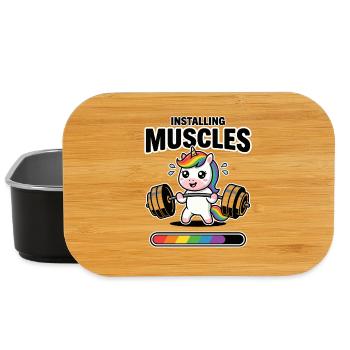 Muskeln installieren Niedlicher Einhorn-Fitness-Humor - Lunch Box - Schwarz - Vorne