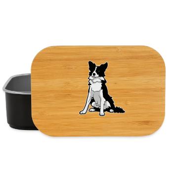 Border Collie Dog Illustration Sheepdog Art - Lunch Box - black - Front