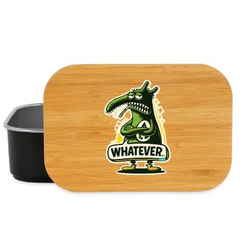 Grüner Monster Dino mit Whatever Attitüde - Lunch Box - Schwarz - Vorne