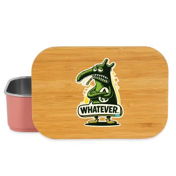 Grüner Monster Dino mit Whatever Attitüde - Lunch Box - Hellrosa - Vorne