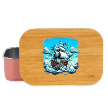 Navire pirate au-dessus d’une mer de nuages - Boîte à goûter - rose clair - Devant