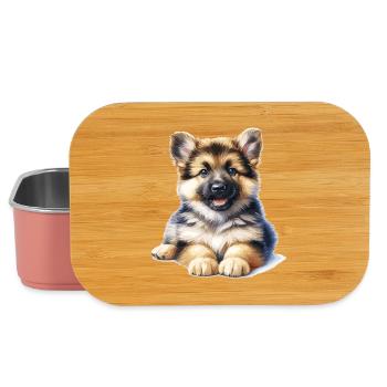 Illustration de chiot câlin - Boîte à goûter - rose clair - Devant