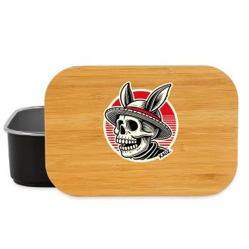 Skull with hat and rabbit ears - Lunch Box - black - Front
