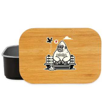 Gorilla on Bench with Curious Bird - Lunch Box - black - Front