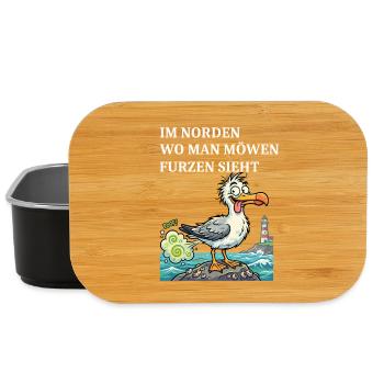 Norddeutscher Humor Spruch Möwe - Lunch Box - Schwarz - Vorne