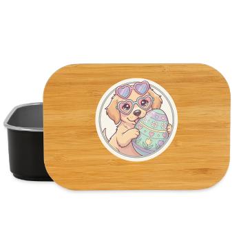 Hündchen mit Herzbrille und Osterei - Lunch Box - Schwarz - Vorne