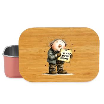 I survived another meeting Office Humor Saying - Lunch Box - light pink - Front