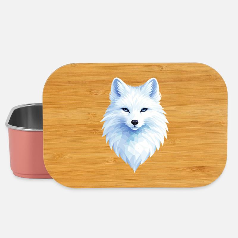 Polar Fox Blue Polygon– Geometric Polar Fox Design - Lunch Box - light pink