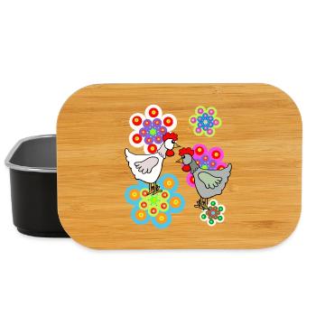 Colorful Chickens Hen Retro Hen Kids - Lunch Box - black - Front