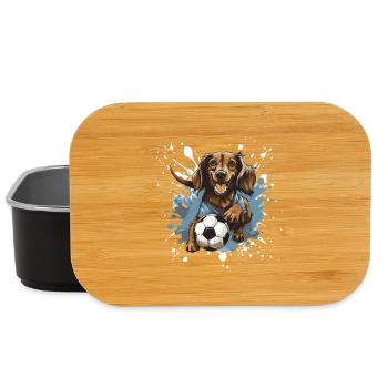 Dachshund Hund Dackel Fussball Sport - Lunch Box - Schwarz - Vorne