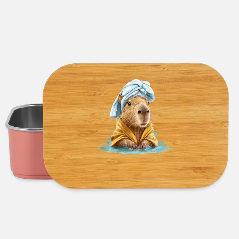 Kapybara en serviette de bain et peignoir - Boîte à goûter - rose clair