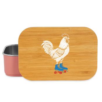 Rooster on roller skates - Lunch Box - light pink - Front