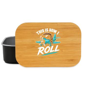 Propeller Plane Roll Saying - Lunch Box - black - Front