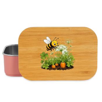 bee honey beekeeper honeycomb flowers meadow insect - Lunch Box - light pink - Front