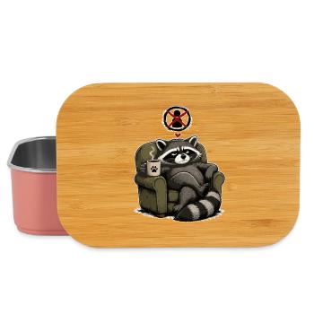 Coffee loving raccoon in armchair - Lunch Box - light pink - Front