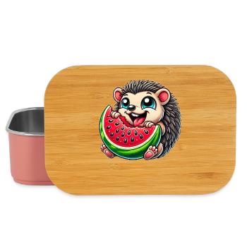Niedlicher Igel Isst Wassermelone Sommer Fruchtig  - Lunch Box - Hellrosa - Vorne