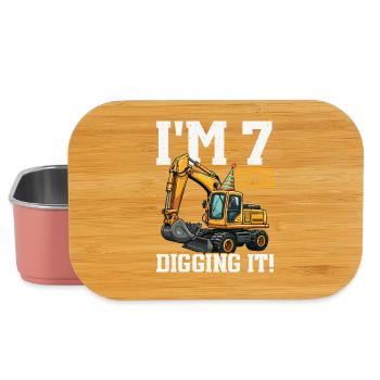 7 Years Old And Digs Excavator Birthday Design - Lunch Box - light pink - Front