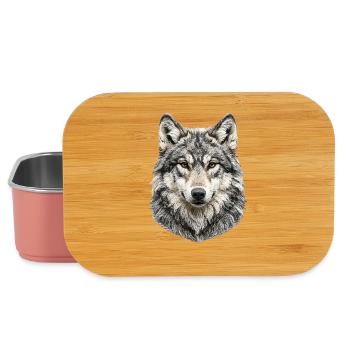 Portrait de tête de loup en laine le loup - Boîte à goûter - rose clair - Devant