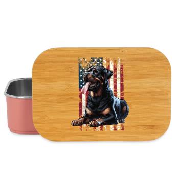 Rottweiler US Flagge - Lunch Box - Hellrosa - Vorne