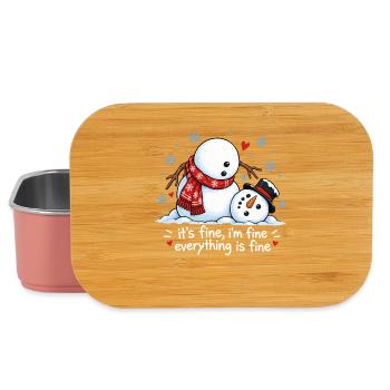 Lustiger Schneemann Frohe Weihnachten Winter-Schnee - Lunch Box - Hellrosa - Vorne