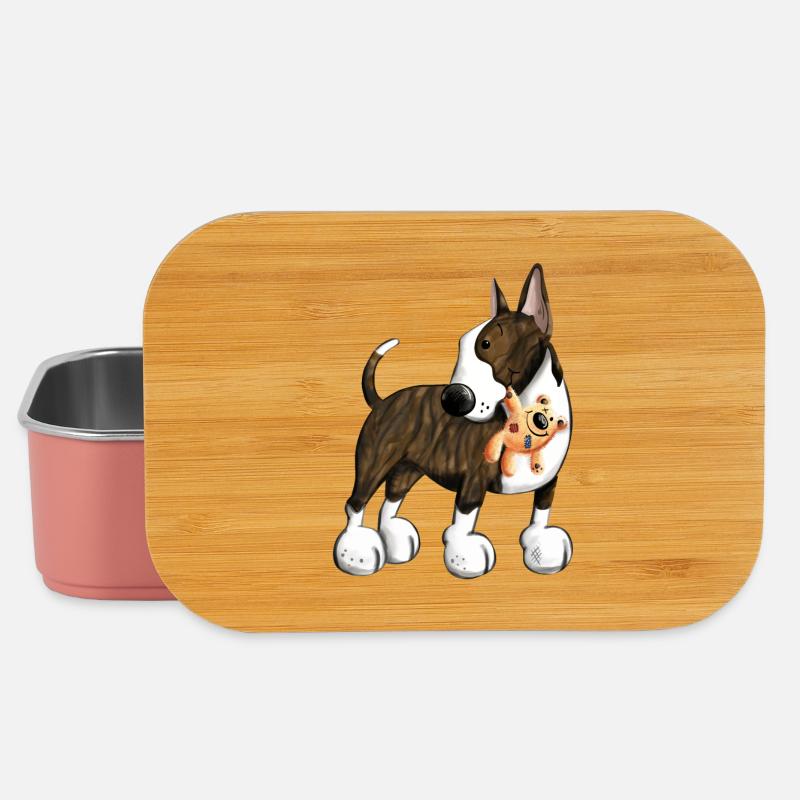 Bullterrier mit Teddy - Lunch Box - Hellrosa