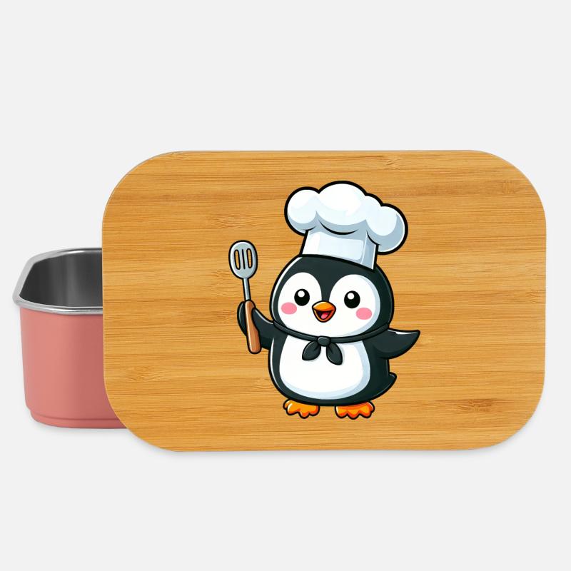 Süßer Pinguin Koch Cartoon Comic Design - Lunch Box - Hellrosa