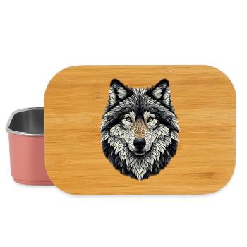 Loup dans le style mosaïque - Boîte à goûter - rose clair - Devant