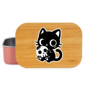 Chat mignon effrayant avec un crâne | Kawaii Spooky Mot - Boîte à goûter - rose clair - Devant