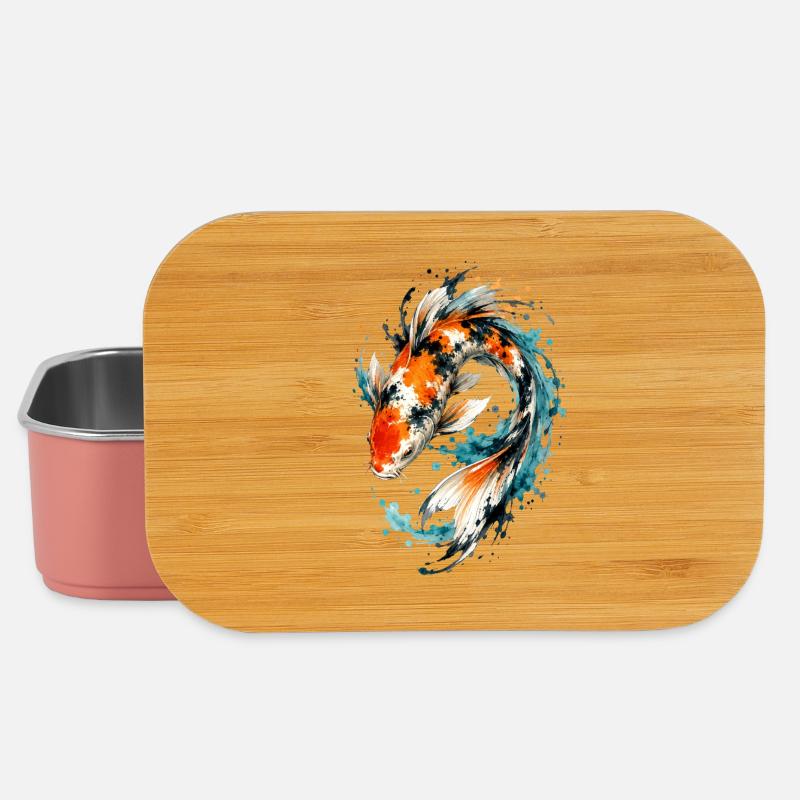 Watercolor Koi Splash - Lunch Box - light pink
