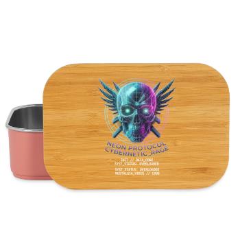 Totenkopf Neon, Synthwave, Cyberpunk, Halloween - Lunch Box - Hellrosa - Vorne