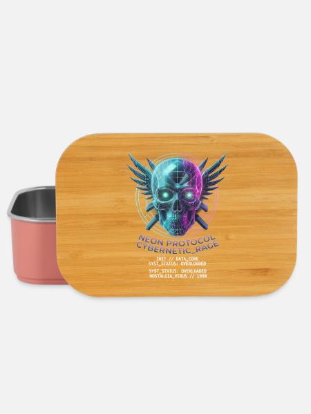 Totenkopf Neon, Synthwave, Cyberpunk, Halloween - Lunch Box - Hellrosa