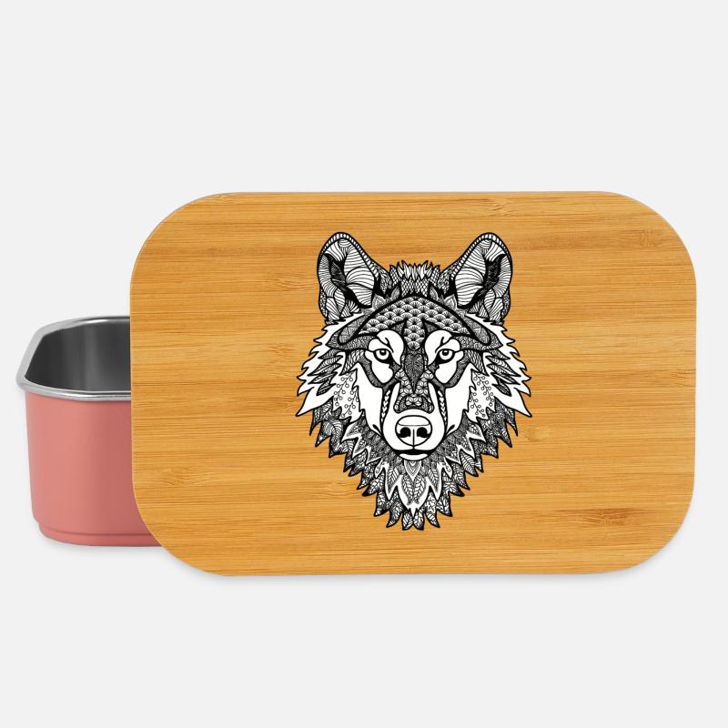 Mandala Wolf - Lunch Box - Hellrosa