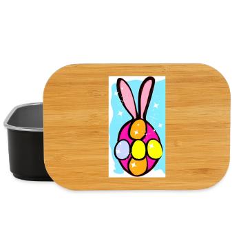 Bunte Osterhasen-Eier Illustration - Lunch Box - Schwarz - Vorne