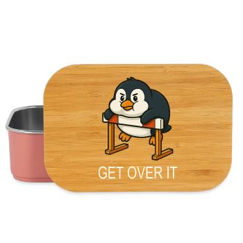 Chubby penguin hurdles running quote get over it - Lunch Box - light pink - Front