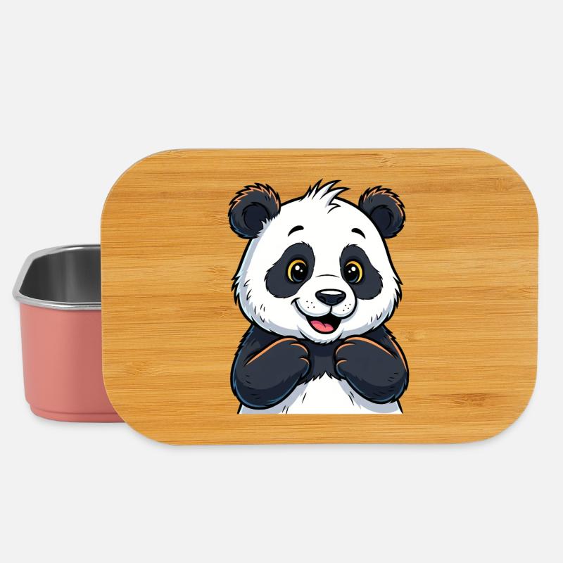 Cute panda with happy face - Lunch Box - light pink