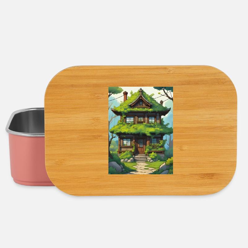 Japanese House Stylized Artwork - Lunch Box - light pink
