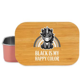 Licorne Noire Joyeuse Couleur - Boîte à goûter - rose clair - Devant