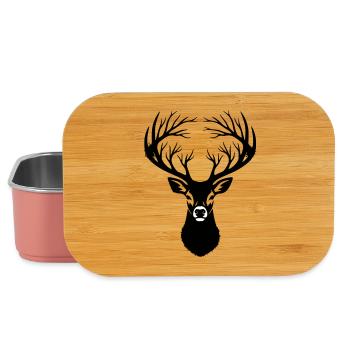 Hirschkopf Geweih Silhouette - Lunch Box - Hellrosa - Vorne
