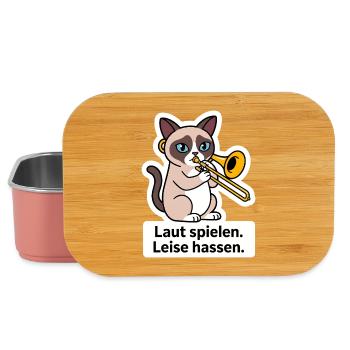 Posaune Posaunist Katze Blechbläser T-Shirt - Lunch Box - Hellrosa - Vorne