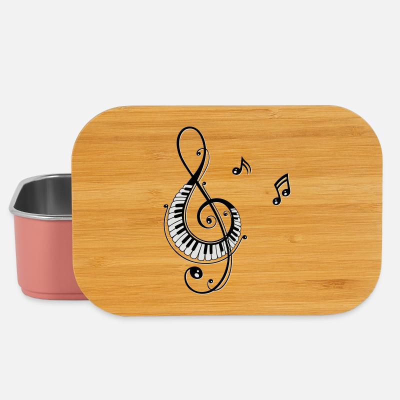Clef avec des touches de piano et des notes - Boîte à goûter - rose clair