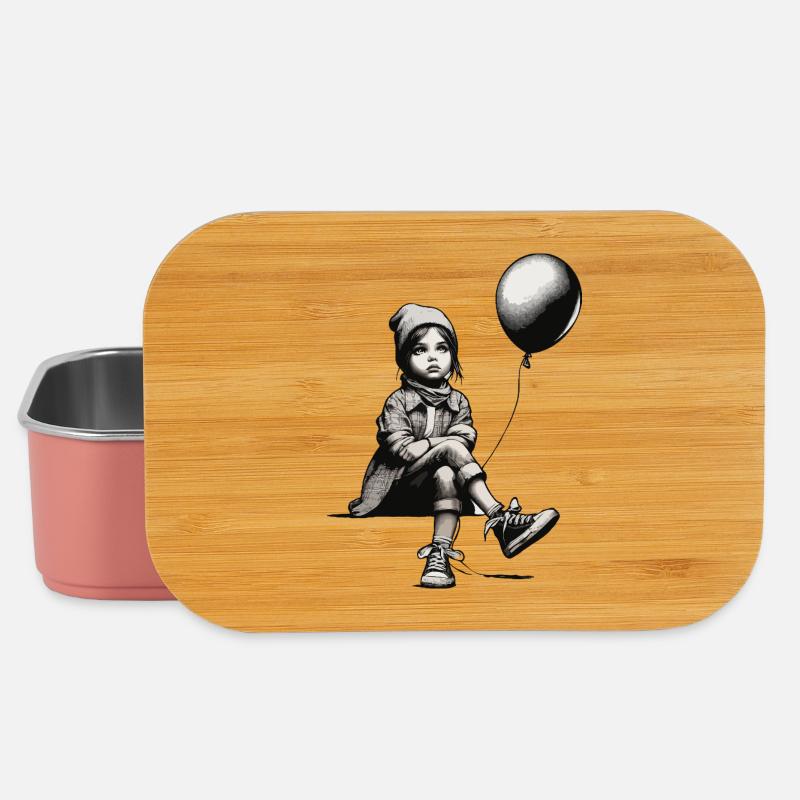 Mädchen mit Luftballon - Lunch Box - Hellrosa