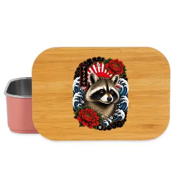 Waschbär im japanischen Irezumi Tattoo Stil - Lunch Box - Hellrosa - Vorne