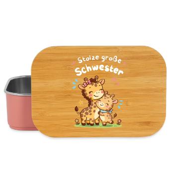 Stolze große Schwester Giraffe – Kleiner Bruder - Lunch Box - Hellrosa - Vorne