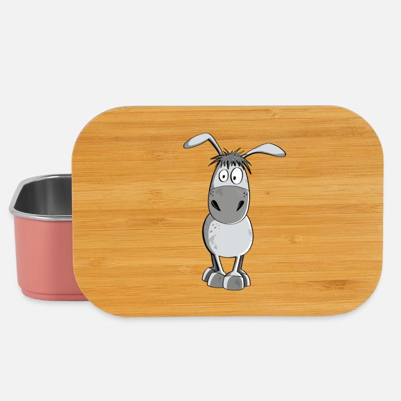 Witziger Grauer Esel - Tiere - Comic - Lunch Box - Hellrosa